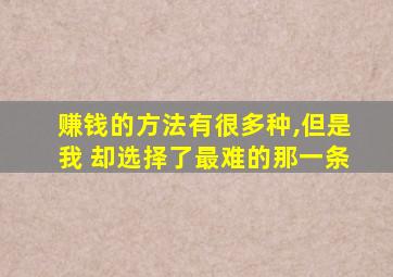 赚钱的方法有很多种,但是我 却选择了最难的那一条